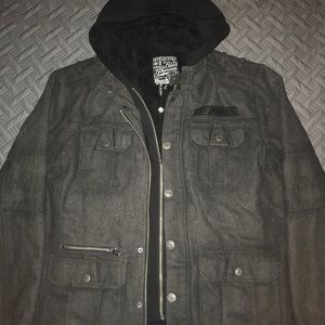 Affliction Black Premium Hooded Coat